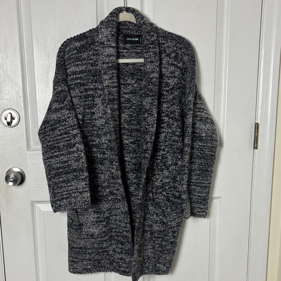 Zadig & Voltaire Alpaca Wool Blend Black and Gray Open Front Cardigan Size XS/S - Picture 3 of 12
